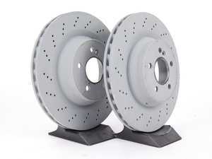 ES#2581351 - 2114231112KT1 - Rear Brake Rotors - Pair - Cross drilled and vented rear brake rotors - Genuine Mercedes Benz - Mercedes Benz