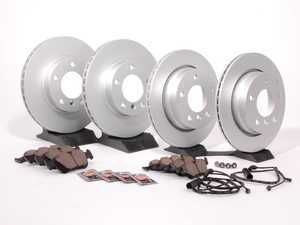 ES#2593146 - 34351164371KT2 - Front And Rear Brake Service Kit - Featuring Meyle coated rotors and ECS DD23 Daily Driver ceramic pads - Assembled By ECS - BMW