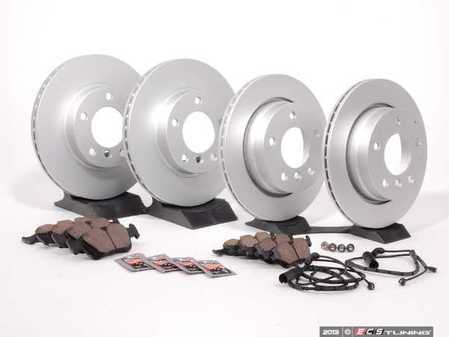 ES#2593146 - 34351164371KT2 - Front And Rear Brake Service Kit - Featuring Meyle coated rotors and ECS DD23 Daily Driver ceramic pads - Assembled By ECS - BMW