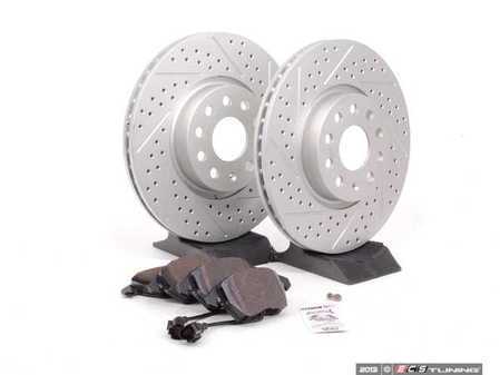 ES#2586545 - HB543F.760DSKT - Performance Front Brake Service Kit (312x25) - (NO LONGER AVAILABLE) - Featuring ECS GEOMET cross drilled and slotted rotors and Hawk HPS pads - Assembled By ECS - 