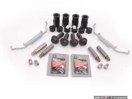 ES#2603038 - 34111156989KT1 - Front Pad And Rotor Installation Kit - Includes everything to install new front brakes including guide bolts and bushings - Assembled By ECS - BMW