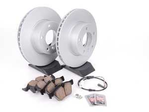 ES#2603258 - 34116854998KT2 - Front Brake Service Kit - Featuring Zimmermann brake rotors and ECS DD23 Daily Driver ceramic pads - Assembled By ECS - BMW