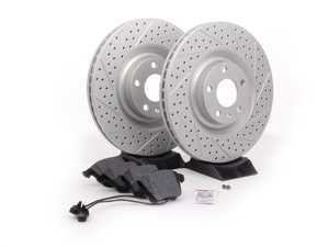 ES#2561952 - 8E0301TXSGMTKT - Performance Front Brake Service Kit - (NO LONGER AVAILABLE) - Featuring ECS GEOMET Drilled & Slotted rotors and Hawk HPS pads - Assembled By ECS - 