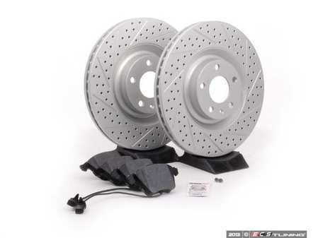 ES#2561952 - 8E0301TXSGMTKT - Performance Front Brake Service Kit - (NO LONGER AVAILABLE) - Featuring ECS GEOMET Drilled & Slotted rotors and Hawk HPS pads - Assembled By ECS - 