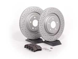 ES#2597369 - 8K0601CXSGMTKT - Performance Rear Brake Service Kit - (NO LONGER AVAILABLE) - Featuring ECS GEOMET Drilled & Slotted rotors and Hawk HPS pads - Assembled By ECS - 