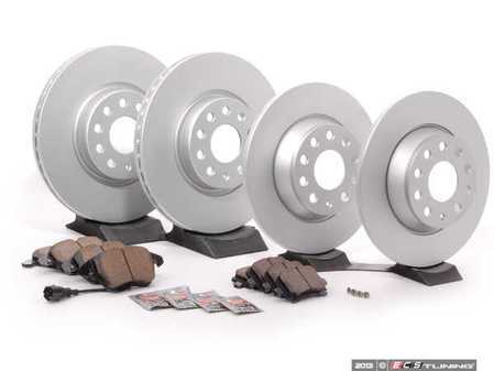 ES#2594011 - 1K0615301AAKT6 - Front & Rear Brake Service Kit - Featuring ECS V5 rotors and ECS DD23 ceramic pads. - Assembled By ECS - Audi