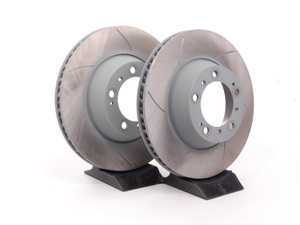 ES#2594503 - 909323KT - Slotted Brake Rotors - Pair 12.99" (330mm) - Directional rear axle fitment - Both left and right - Sebro - Porsche