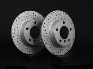 ES#2539370 - 342830XSGMTLRKT - Rear Cross Drilled & Slotted Brake Rotors - Pair 11.02" (280x10)  - Featuring GEOMET protective coating. - ECS - 