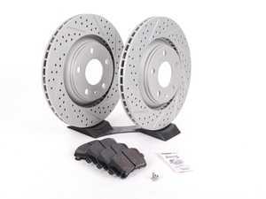 ES#2561954 - 8E0601RXSGMTKT - Performance Rear Brake Service Kit - (NO LONGER AVAILABLE) - Featuring ECS GEOMET Drilled & Slotted rotors and Hawk HPS pads - Assembled By ECS - 