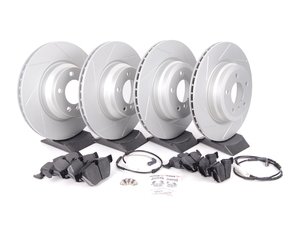 ES#2597191 - 34356789440KT3 - Performance Front & Rear Brake Service Kit - Featuring ECS GEOMET slotted rotors and Hawk HPS pads - Assembled By ECS - 