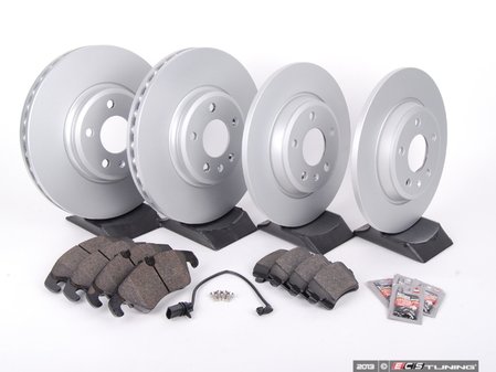 ES#2594262 - 8K0615301AKT1 -  Front & Rear Brake Service Kit - Featuring Zimmermann rotors and Akebono Euro Ceramic Brake pads. - Assembled By ECS - Audi