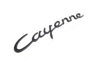 ES#1452441 - 9555592370003C - "Cayenne" Logo - Rally Black - Emblem for rear hatch - Genuine Porsche - Porsche
