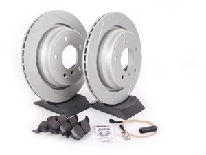 ES#2598350 - HB227F.630KT7 - Performance Rear Brake Service Kit - Featuring ECS GEOMET slotted rotors and Hawk HPS pads - Assembled By ECS - 