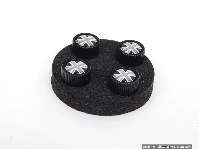 Genuine MINI - 36112211235 - Black Jack Logo Valve Stem Caps Set