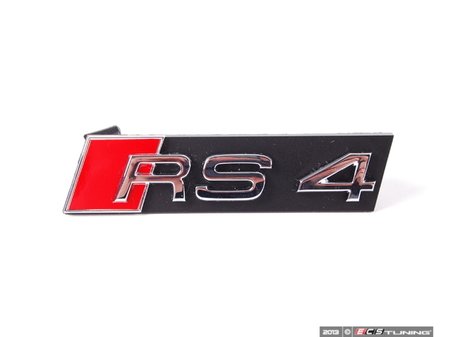 ES#2530303 - 8E0853736E2ZZ - 'RS4' Grille Emblem - Chrome/Red  - (NO LONGER AVAILABLE) - Replace your worn or missing emblem - Genuine Volkswagen Audi - Audi