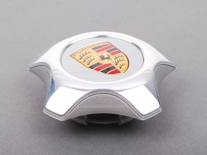 ES#1446535 - 955361303089A1 - Aluminum Star-Shaped Center Cap With Full Color Porsche Crest - Priced Each - Beautiful OEM crested cap - 4 required - Genuine Porsche - Porsche