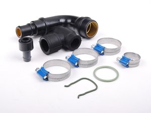 ES#2214900 - 06A198298 - Crankcase Breather Hose Kit - Includes the "L" & "T" shaped breather hoses, breather valve, and tube with hardware - Assembled By ECS - Audi