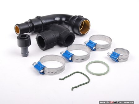 ES#2214900 - 06A198298 - Crankcase Breather Hose Kit - Includes the "L" & "T" shaped breather hoses, breather valve, and tube with hardware - Assembled By ECS - Audi