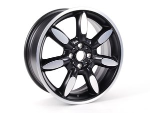 ES#64961 - 36116773800 - Night Spoke MINI Sidewalk Wheel 17" (4x100) Matte Black Turned - Priced Each - 17 x 7J ET:48 - Genuine MINI - MINI