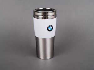 ES#193411 - 80900435781 - BMW Fusion Travel Mug - White - (NO LONGER AVAILABLE) - Keep drinks insulated and contained - Genuine BMW - 