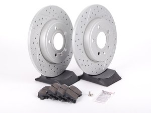 ES#2562105 - 8E0601MXSGMTKT - Performance Rear Brake Service Kit - (NO LONGER AVAILABLE) - Featuring ECS GEOMET Drilled & Slotted rotors and Hawk HPS pads - Assembled By ECS - 