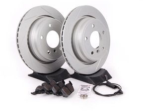 ES#2598351 - HB227F.630KT8 - Performance Rear Brake Service Kit - Featuring ECS GEOMET slotted rotors and Hawk HPS pads - Assembled By ECS - 