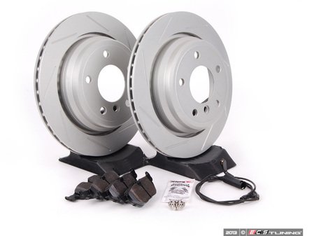 ES#2598351 - HB227F.630KT8 - Performance Rear Brake Service Kit - Featuring ECS GEOMET slotted rotors and Hawk HPS pads - Assembled By ECS - 