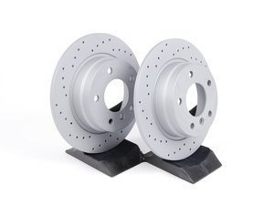 ES#2220984 - 34211165457ZIMKT - Front Cross Drilled Brake Rotors - Pair (280x10) - The perfect performance replacement rotor  - Zimmermann - BMW