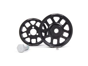 ES#2535 - VR612VPS - ECS Lightweight Pulley Kit - Black - Includes lightweight crank & power steering pulleys, new key way & OEM crank bolt - ECS - Volkswagen