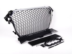 ES#2627563 - YT601215PHC -  RS4 Mesh Style Grille - Black With Chrome Frame - Add the sleek look of an RS4 to your front end with this mesh grille. - ECS - Audi