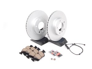 ES#2602967 - 34351164371CPKT - Front Brake Service Kit - Featuring Meyle coated rotors and ECS DD23 ceramic brake pads. - Assembled By ECS - BMW