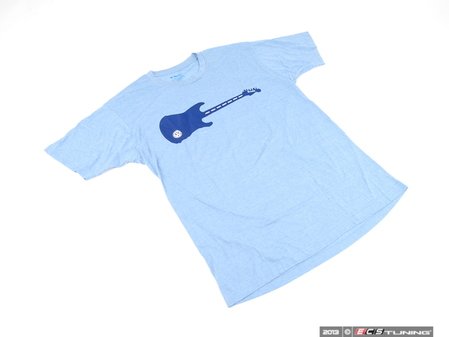 ES#2642435 - 13011-Lg - Beetle Guitar Tee - Large - Heather blue tee shirt with guitar and beetle silhouette - DriverGear - Volkswagen