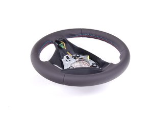 ES#52377 - 32302283733 - M Leather Steering Wheel - Black leather with black trim and M color stitching - Genuine BMW - BMW