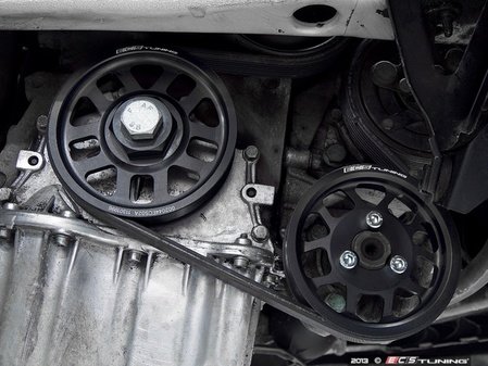 ES#2838 - VR612VPSPKIT MK3 - Lightweight Power Steering Pulley - Black - Less rotational mass means more power, allows you to retain your stock belt! - ECS - Volkswagen