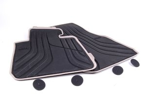 ES#2530668 - 51472220140 - Modern Line Front Rubber Floor Mat Set - (NO LONGER AVAILABLE) - Schwarz/Black With Beige Accent - Genuine BMW - 