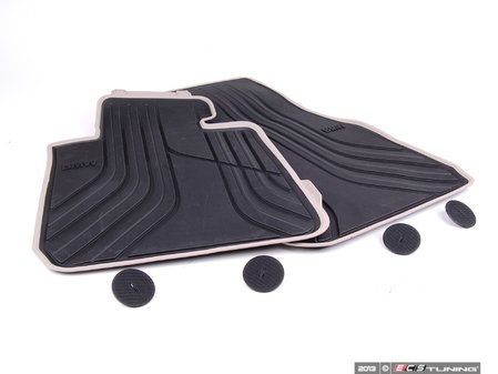 ES#2530668 - 51472220140 - Modern Line Front Rubber Floor Mat Set - (NO LONGER AVAILABLE) - Schwarz/Black With Beige Accent - Genuine BMW - 