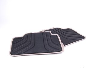 ES#2530669 - 51472220142 - Modern Line Rear Rubber Floor Mat Set - Schwarz/Black With Beige Accent - Genuine BMW - BMW