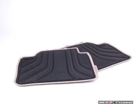 ES#2530669 - 51472220142 - Modern Line Rear Rubber Floor Mat Set - Schwarz/Black With Beige Accent - Genuine BMW - BMW