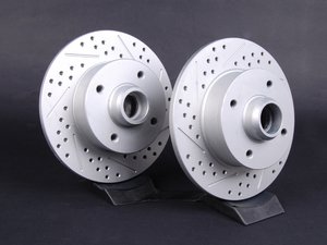 ES#2189807 - 357601XSGMTLRA - Rear Cross Drilled & Slotted Brake Rotors - Pair (226x10) - (NO LONGER AVAILABLE) - Featuring GEOMET protective coating. - ECS - 