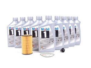 ES#2649572 - 99610722553KT11 - Genuine Oil Service Kit (0w-40) - With ECS Magnetic Drain Plug - Includes Genuine filter and Genuine Mobil 1 A40 Spec Oil - Assembled By ECS - 