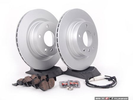 ES#2642896 - 34216855007KT4 - Rear Brake Service Kit - Featuring Zimmermann brake rotors and ECS DD23 Daily Driver ceramic pads - Assembled By ECS - BMW