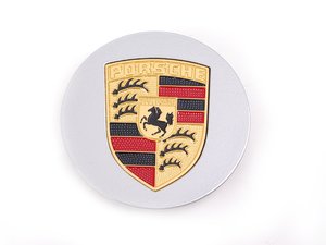 ES#1410921 - 92836103211TPP - Center Cap - Silver with Full Color Porsche Crest - (NO LONGER AVAILABLE) - Beautiful flat-faced center cap with inlaid crest - Genuine Porsche - 