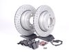 ES#2598279 - ECSE533421-6KT - Performance Rear Brake Service Kit - Featuring ECS GEOMET cross drilled and slotted rotors and Hawk HPS pads - Assembled By ECS - 