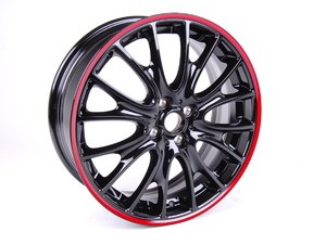 ES#2101911 - 36106850209 - R113 JCW LM Rad Cross Spoke Wheel 18" (4x100) Black With Red Stripe - Priced Each - (NO LONGER AVAILABLE) - 18 x 7J ET:52 Ronal Wheel - Genuine MINI - 