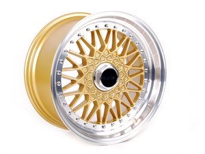 ES#2738579 - 010-43kt - 17" Style 010 Wheels - Set Of Four - (NO LONGER AVAILABLE) - 17"x9" ET30 5x100/5x112 - Gold with 2.5" machined lip - Alzor - 