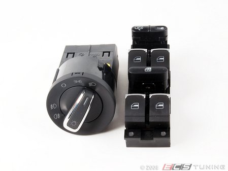 ES#1843982 - 1j02zz -  Chrome Switch Kit - Includes a chrome trimmed European headlight switch & window switch - Bremmen Parts - Volkswagen