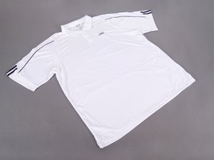 ES#2153362 - AWM676WHTMD - Men'S ClimaLite Three-Stripe Cuff Golf Polo By Adidas - White - Medium - Look great when you Tee off. - Audi Collection - 