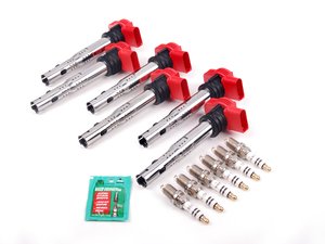 ES#2539163 - 101905631GKT - Ignition Service Kit - Includes six OE red coil packs and six NGK spark plugs - Assembled By ECS - Audi