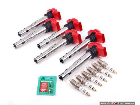 ES#2539163 - 101905631GKT - Ignition Service Kit - Includes six OE red coil packs and six NGK spark plugs - Assembled By ECS - Audi