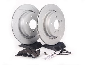 ES#2594633 - 34351181344SLKT - Performance Rear Brake Service Kit - Featuring ECS GEOMET slotted rotors and Hawk HPS pads - Assembled By ECS - 